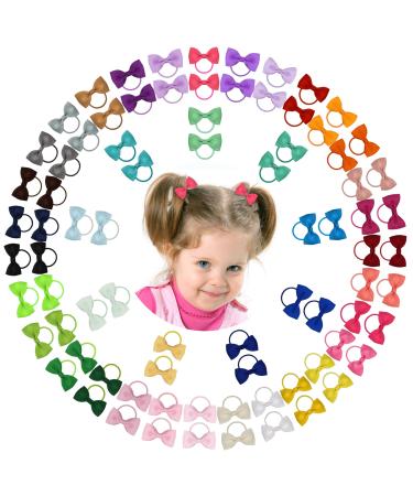 Midodo 80pcs 2 inch baby girls Hair loops Hair tie Elastic headband ponytail holder Grosgrain Band hair band for children toddlers little girl (80pcs - a)