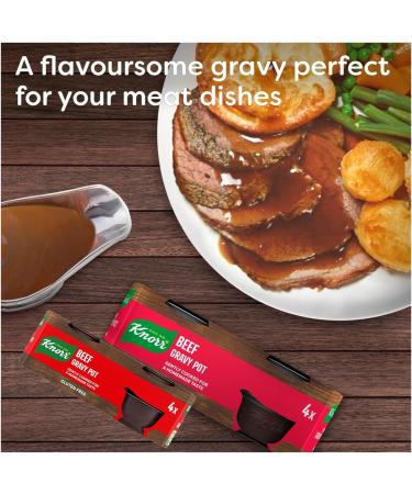 Knorr Beef Gravy Pot Bundle of 8 x 28g Pots - Gluten Free Gravy Gently Cooked for Homemade Taste Ideal for Red Meat Dishes - Buy Online on GoSupps.com