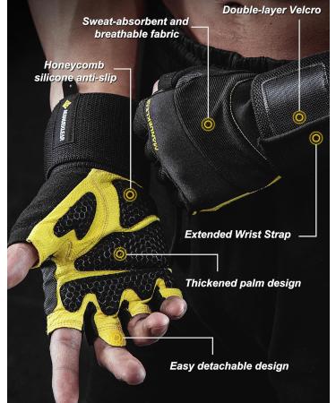 Manueklear Training Gloves for Men & Women - Strength Sports CrossFit Bodybuilding Cycling - Yellow - Buy Online on GoSupps.com