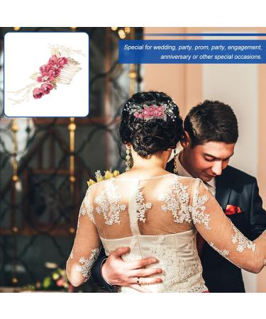 PATKAW Crystal Bride Wedding Hair Comb - Crystals Headdress Alloy Rhinestone Bridal Hair Accessories - Bridal Hair Piece Hair Accessories for Women and Girls (Rosy) - Buy Online on GoSupps.com