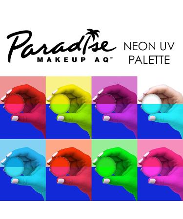 Mehron Paradise AQ Neon UV Glow Face & Body Paint Palette - 8 Colors for Black Light Makeup, Special Effects, Rave Events, Halloween & Cosplay - Buy Online on GoSupps.com