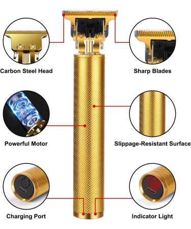 URAQT Cordless Hair Clippers for Men - Waterproof Electric Trimmer Set with T-Blade Detail Shaver, Grooming Kit with Guide Combs and Hair Combs (Gold) - Buy Online on GoSupps.com