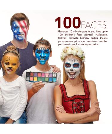 Professional Face Paint Kit for Kids & Adults - 16 Colors, Easy to Apply & Remove, Non-Toxic & Hypoallergenic - Buy Online on GoSupps.com