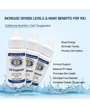 California Nutrition Cell Oxygenator 1 Fl Oz Bottle (Pack of 3) Cell Food Concentrate Liquid Oxygen Water Drops Daily Nutritional Dietary Supplement Suport Immune System - Buy Online on GoSupps.com
