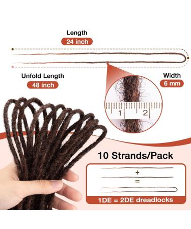 Handmade Ombre Reddish Brown Dreadlocks - No Lifting 60cm Double Ended Extensions 10 Strands Thick 0.6cm Crochet Hair for Women - Buy Online on GoSupps.com