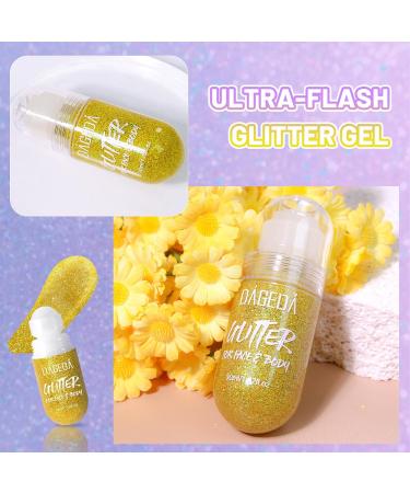 Pheral Roll-On Body Glitter Gel | Mermaid Makeup & Festival Rave Accessories | Holographic Hair Glitter & Face Paint | Sparkle Body Shimmer for Halloween & Rave Parties (08 Laser Gold) - Buy Online on GoSupps.com