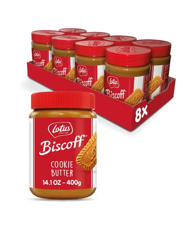 Lotus Biscoff, Cookie Butter Spread, Creamy, non GMO + Vegan, 14.1 oz, Pack of 8 14.1 Ounce (Pack of 8) Creamy Cookie Butter