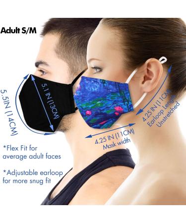 Van Gogh & Claude Monet Design 5PK Cotton Face Masks with Filter Pocket and Nose Wire - Small/Medium Size - Buy Online on GoSupps.com