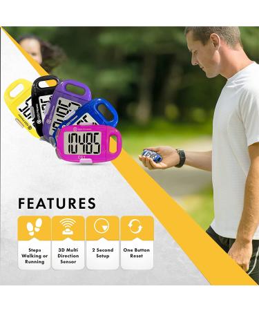 OZO Fitness CS1 Pink Easy Pedometer - Large Display Step Counter for Walking with Clip and Lanyard - Buy Online on GoSupps.com