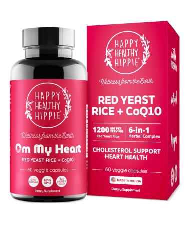 Red Yeast Rice with CoQ10 Supplement 1200 mg - Supports Cholesterol Balance Heart Health & Circulation - Antioxidant Support with Coenzyme Q10 - Citrinin-Free Non-GMO Vegan 60 Ct 60 Count (Pack of 1)