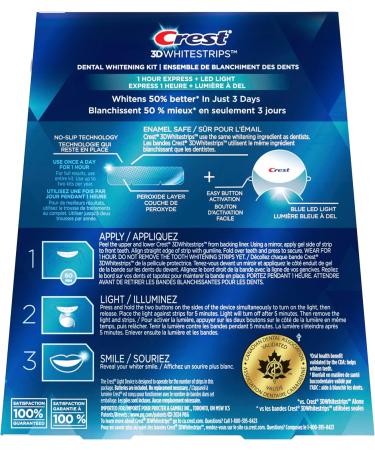 Crest 3D Whitestrips 10 Day Smile Makeover At-Home Teeth Whitening Kit 10 Treatments + 1 LED Light 15 Levels Whiter Tooth Whitener - Buy Online on GoSupps.com