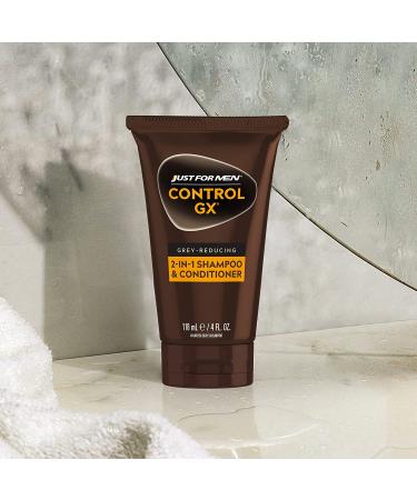 Just For Men Control GX 2-in-1 Shampoo & Conditioner, 4 Fl Oz - Gradual Hair Color for Stronger, Healthier Hair - Pack of 1 - Buy Online on GoSupps.com