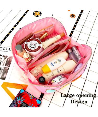Stoney Clover Dupe Chenille Letter Makeup Bag | Large Capacity Travel Cosmetic Bag - A-Pink Varsity Letter Design - Buy Online on GoSupps.com
