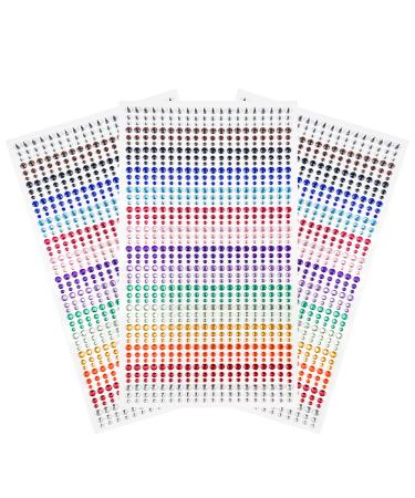 Fousenuk 2700 pieces of glittering stones self-adhesive 3 leaves of rhinestones self-adhesive in 3 size 15 colors self-adhesive street stones jewelry stones for face diy art tinkering nail make-up