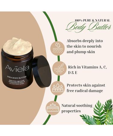 Aviela Shea Body Butter to Moisturise Dry Skin for a Radiant Glow for Use All Over the Body Suitable or All Skin Types 180ml - Buy Online on GoSupps.com