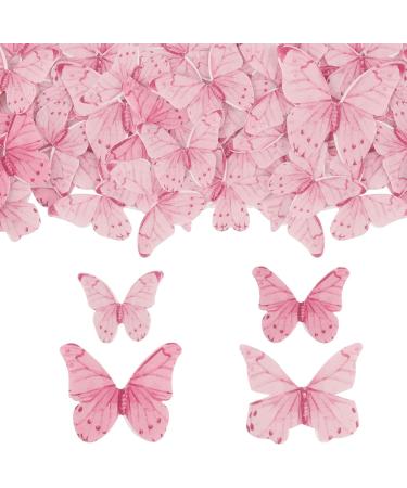 Gyufise 40Pcs Edible Butterfly Cake Decorations Butterfly Cupcake Topper Edible Wafer Paper Butterflies Edible Butterfly Cake Cupcake Decoration Pink - Buy Online on GoSupps.com