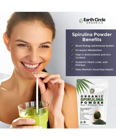 Earth Circle Organics Spirulina Powder 4 oz - Organic Superfood, Nutrient-Dense Supplements - Buy Online on GoSupps.com