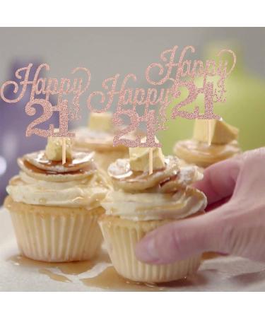 Pack of 24 21 Cupcake Toppers Glitter Happy 21st Birthday Cake Toppers Number 21 Eightteen Sweet 21 Birthday Wedding Anniversary Party Cake Decorations Accessories Rose Gold - Buy Online on GoSupps.com