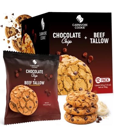Carnivore Cookies Chocolate Chip High Protein Cookies Low Carb (2g Sugar) | Gluten Free | Keto & Carnivore Friendly Snack 12 Pack