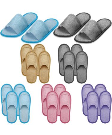 10 Pairs Washable Disposable Home Slippers Non Slip Spa Slippers Unisex Disposable Closed Toe Slippers for Hotel Home Guest Massage  11.3 x 4.3 Inches (Open Toe)