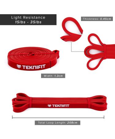 Teknifit Resistance Band - Red (Light) - Full Body Workout Solution | Home Fitness + Free Exercise Guide Download - Buy Online on GoSupps.com