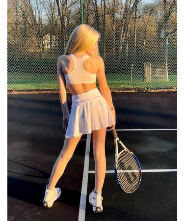 Girls' High Waisted Pleated Golf Skort with Pockets - UV Protection Tennis Skirt in Black/White/Blue - Size S/11-12 Years - Buy Online on GoSupps.com
