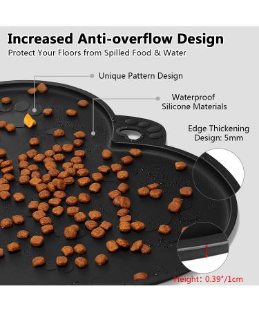 Dog Bowl Mat - Silicone Pet Mat for Food and Water - Waterproof Feeding Tray with Lip - Dark Grey - 17.7 x 11.8 - Buy Online on GoSupps.com
