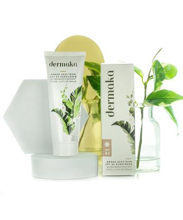 Dermaka Anti-Aging Sunscreen SPF 42 - Mineral-Based Lightly Tinted Sunscreen with Aloe Vera & Zinc Oxide - 3.4oz Water Resistant 80 min for All Skin Types - Buy Online on GoSupps.com