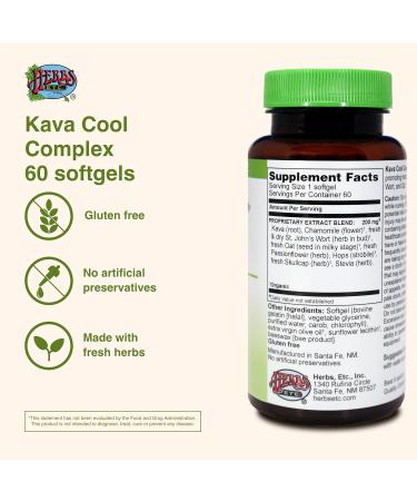 Herbs Etc. Kava Calm Complex - Herbal Supplement to Support Natural Relaxation - Supports Restful Sleep - Nerve Soothing Supplement - 60 Softgels (60 Servings) - Buy Online on GoSupps.com