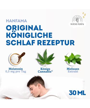 Hanfama Hemp & Melatonin Spray - Sugar-Free Vegan Sleep Aid for Faster Sleep | 0.5mg Melatonin | 30ml for 300 Relaxed Nights - Buy Online on GoSupps.com