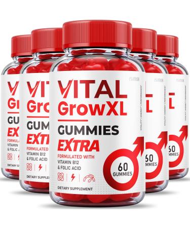 (5 Pack) Vital Grow XL Gummies - Maximum Strength Formula - Vial Grow XL Extreme Strength Formula Vital Grow XL Reviews Overall Daily Health Support 1000mg Maximum Wellness Supplement (300 Gummies)