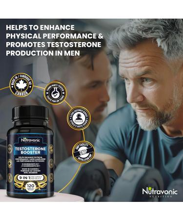 New! Nutravonic Testosterone Booster for Men - Tribulus Terrestris Tongkat Ali Maca Panax Ginseng Horny Goat Weed DIM Siberian Ginseng Ginkgo Biloba Velvet Bean. Formulated To Enhance Physical Performance & Promote Testosterone Production. 9 in 1 QCE: 107 - Buy Online on GoSupps.com