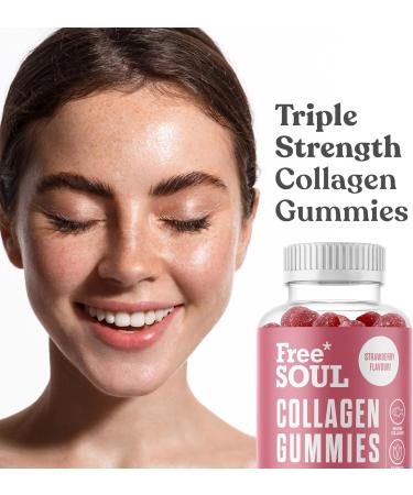 High Strength Marine Collagen Gummies | Type 1 Hydrolysed Peptides | Triple Strength Formula | 60 Gummies by Free Soul - Buy Online on GoSupps.com