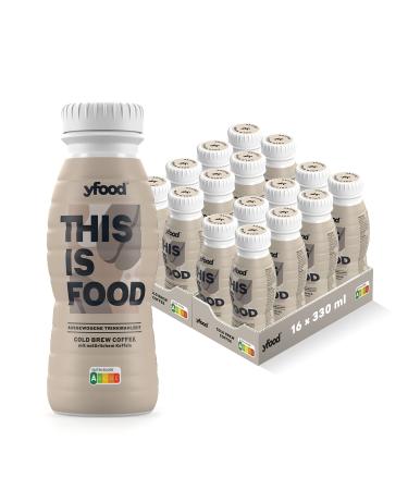 YFOOD Drink Cold Brew Coffee delicious drinking meal for on the go this is food drink 23g protein 26 vitamins and minerals 16 x 330ml taste coffee including 4.00 Pfand Cold Brew Coffee (deposit) 330 ml (16 pack)