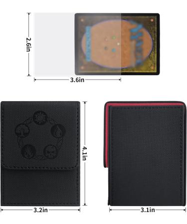 ZLCA Card Deck Box - Fits 100+ Single Sleeved MTG Cards - PU Leather - Strong Magnet - Black & Red - Buy Online on GoSupps.com