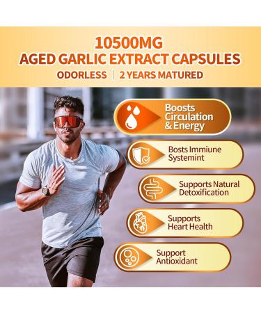 VivoNu Aged Garlic Extract Capsules 10500mg Odorless Garlic Supplements with Magnesium Chromium B1 & B9 Supports Immune Health & Heart Function| 2 Years Matured | 300 Softgels 300pcs(1bag) - Buy Online on GoSupps.com