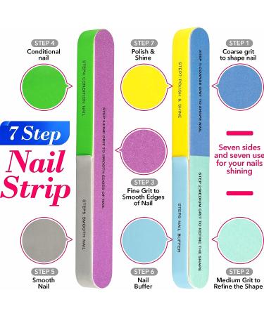 16 Pcs Nail Files & Buffers Set - OVLUX Professional & Home Nail Buffer Block Tool - Double Sided Grit Files for Natural Nails - 7 Step Nail Strips - Buy Online on GoSupps.com