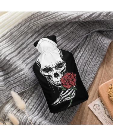 Skull Rose Hot Water Bottle with Plush Cover - Hand Warmer for Adults & Children | 26.5x15.3cm - International Shipping Available - Buy Online on GoSupps.com
