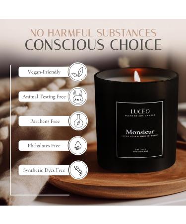 Premium Monsieur Candle | Suede Noir & Smoked Woods | Hand-Poured Luxury Soy Candles | Vegan & Paraffin-Free | 9 oz Home Decor - Buy Online on GoSupps.com