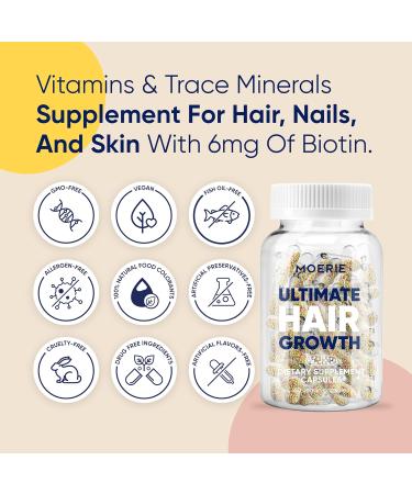 Moerie Ultimate Hair Boost Supplement for Thicker Hair | Biotin & Minerals for Hair Skin Nails | 60 Capsules for Men & Women - International Shipping Available - Buy Online on GoSupps.com
