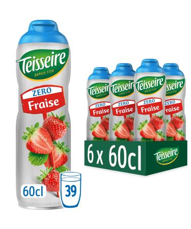 Teisseire Zero Sugar Strawberry Syrup for Refreshing Drink Cocktails Bottle 6x60cl