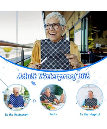 Epochleno Waterproof Bibs for Adults - 2 Pack XL | Reusable Senior Crumb Catcher - Black & Blue for Men & Women - Buy Online on GoSupps.com