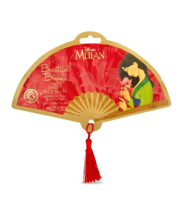 Mad Beauty Disney Princess Mulan Printed Face Mask Pearl Powder Infused Beautiful Blooms Relax & Revitalize Skin Repair Damaged Skin Great Gift