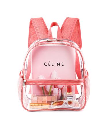 Fomaris Cute Pink Clear Backpack Stadium Approved 12x12x6 Small Mini Clear Plastic Backpack