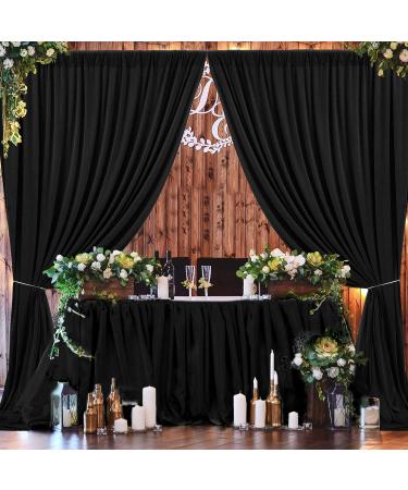 Wrinkle Free Black Backdrop Curtain Panels - Set of 2 Panels, 10ft x 10ft - Perfect for Photography, Weddings, Parties - Polyester Drapes for Home Decor - Buy Online on GoSupps.com