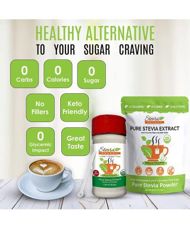 Stevia Select Organic Stevia Powder - USDA Certified | Non GMO Pure Extract from Sweet Leaf | Zero Calorie Sweetener | 1.25oz (Pack of 1) - Buy Online on GoSupps.com
