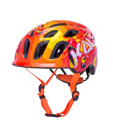 Kali Protectives Chakra Child Bicycle Helmet Mountain in-Mould Bike Helmet for Child Equipped visor Dial-Fit with 21 Vents Small Monster Orange