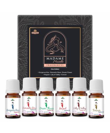 Madame Moselle Essential Oils Gift Set for Aroma Candle Making Soap Making Bath Bombs Diffusers | 10ml Pack of 6