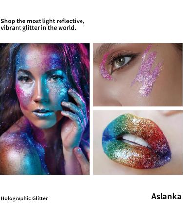  Aslanka Aslanka Holographic Glitter Powder - 140g - Bright Pink - Rainbow Multicolored Glitter Powder - Manicure Epoxy Resin Eyeshadow Face DIY Crafts - Buy Online on GoSupps.com