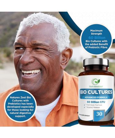 Natures Zest 60 Billion CFU Probiotics with Prebiotics | Advanced Formula for Men and Women | 30 Capsules - Buy Online on GoSupps.com